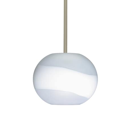 Besa Lighting Luna Stem Pendant, Opal-Frost, Satin Nickel Finish, 1x9W LED 1TT-477699-LED-SN